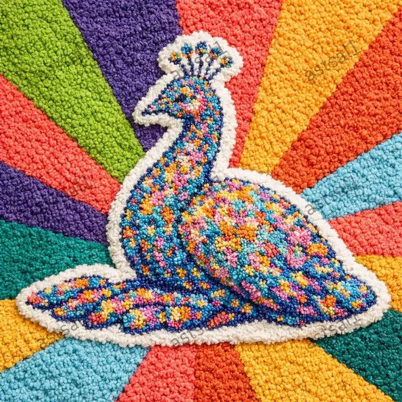 Textured Wool Art Rug Animal Portraits