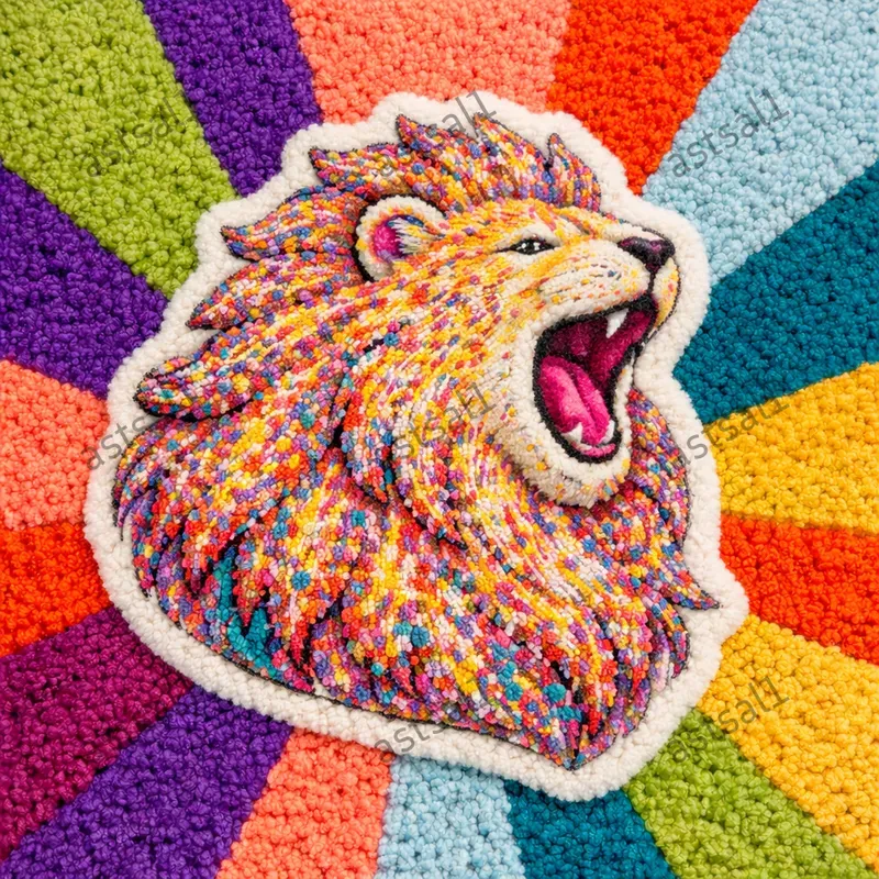 Textured Wool Art Rug Animal Portraits