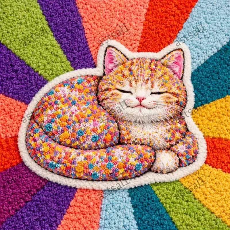 Textured Wool Art Rug Animal Portraits