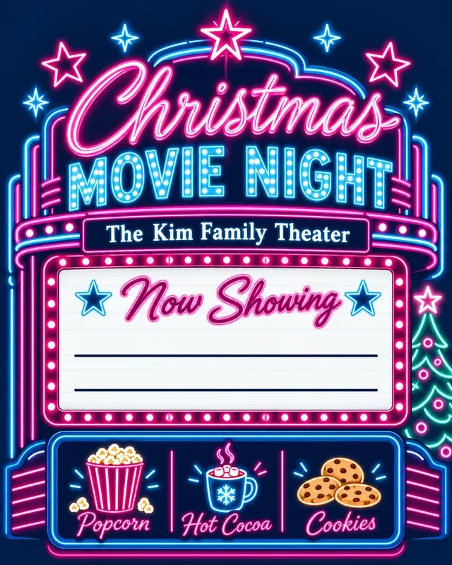 Family Christmas Movie Night Signs