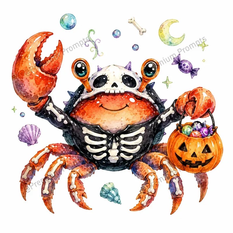 Underwater Halloween Watercolor Cliparts