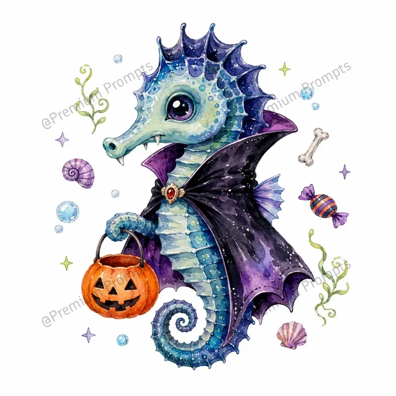 Underwater Halloween Watercolor Cliparts