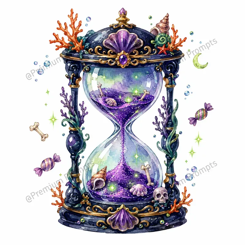 Underwater Halloween Watercolor Cliparts