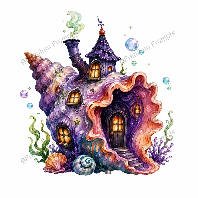 Underwater Halloween Watercolor Cliparts