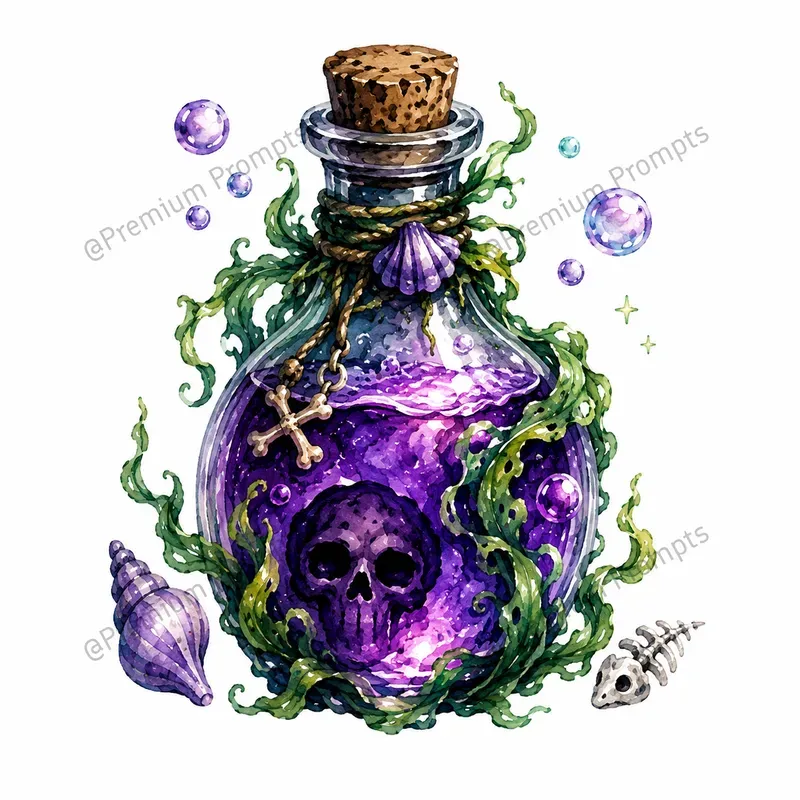 Underwater Halloween Watercolor Cliparts