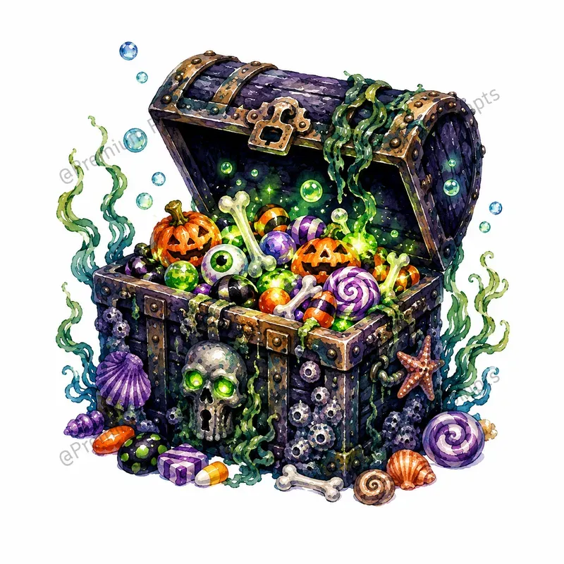 Underwater Halloween Watercolor Cliparts