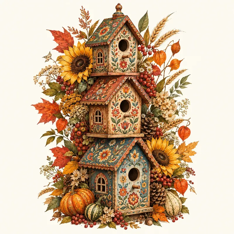 Ornate Autumn Folk Art