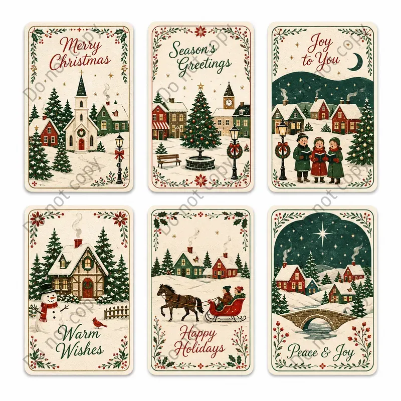 Vintage Folk Holiday Card Sets