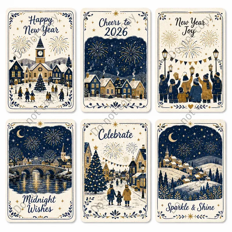 Vintage Folk Holiday Card Sets