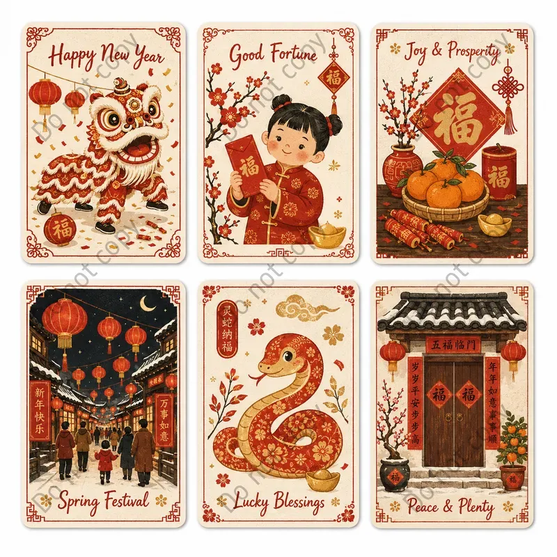 Vintage Folk Holiday Card Sets