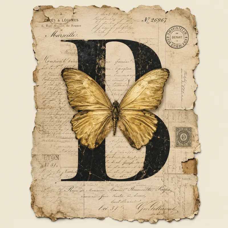 Vintage Monogram Collage Poster Artworks