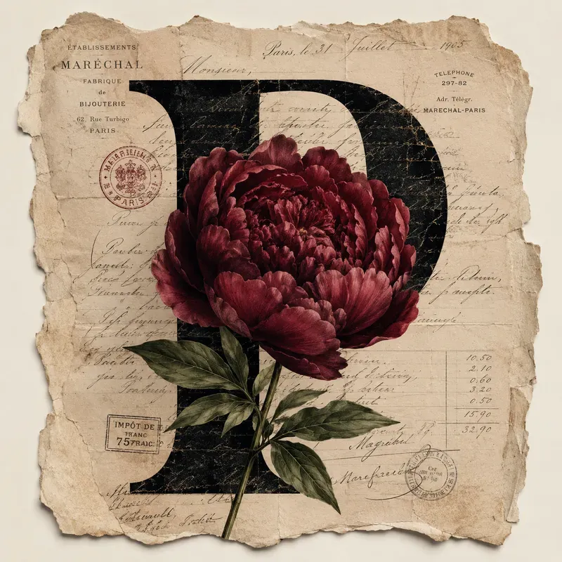 Vintage Monogram Collage Poster Artworks