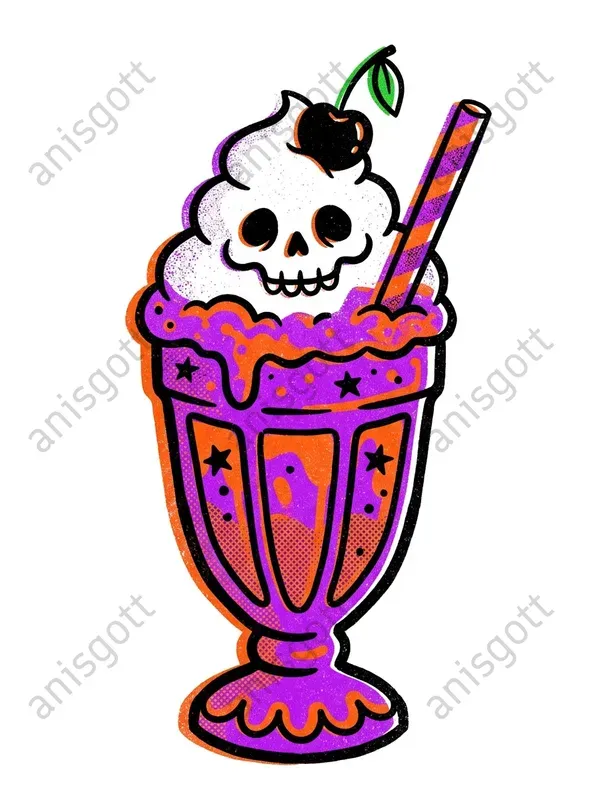 Retro Halloween Risograph Print Cliparts