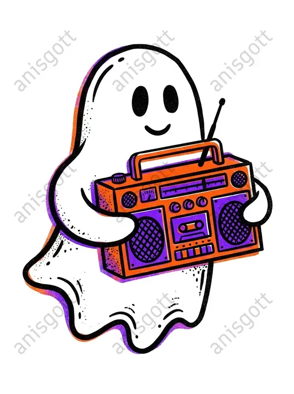 Retro Halloween Risograph Print Cliparts