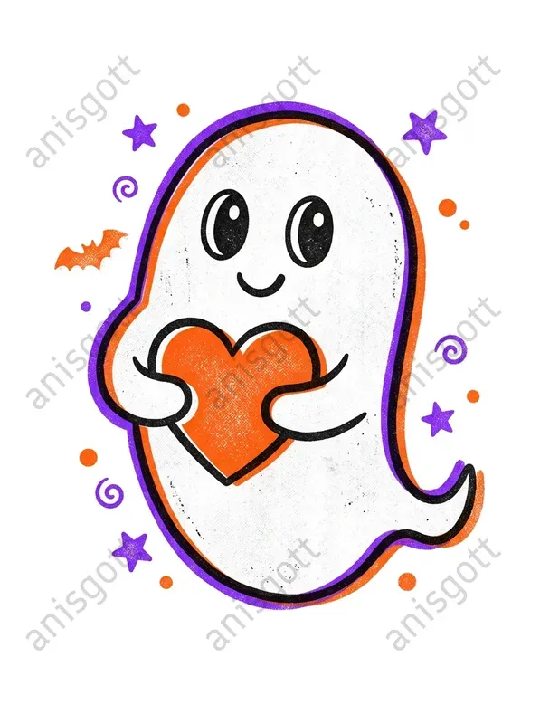 Retro Halloween Risograph Print Cliparts