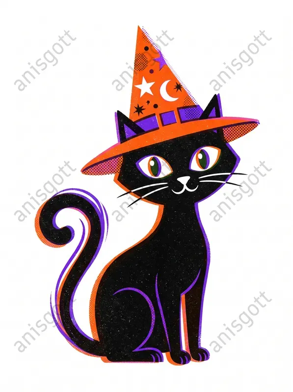 Retro Halloween Risograph Print Cliparts