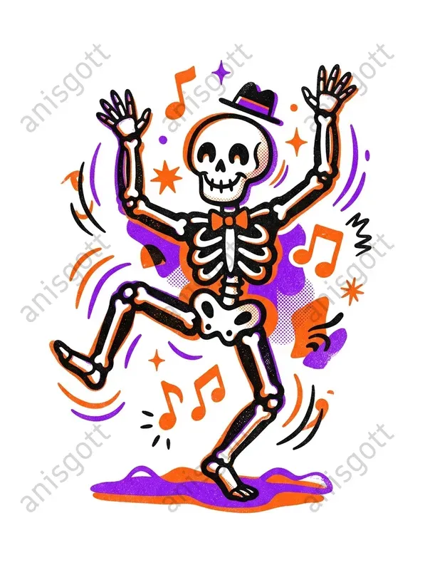 Retro Halloween Risograph Print Cliparts