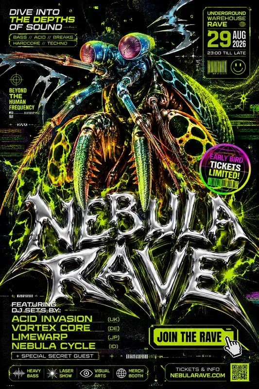 Acid Y2k Grunge Music Event Poster Art