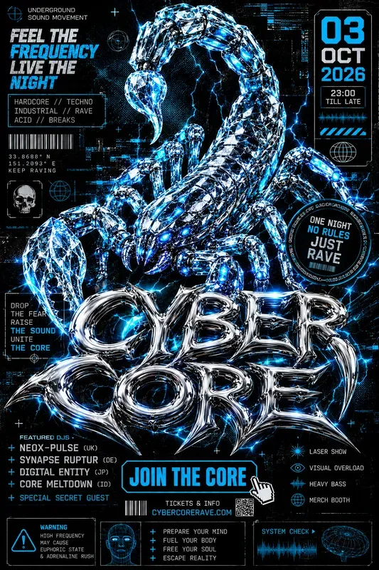 Acid Y2k Grunge Music Event Poster Art