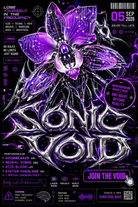 Acid Y2k Grunge Music Event Poster Art