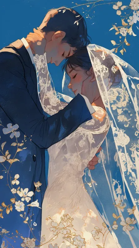 Cobalt Wedding Watercolor Portraits