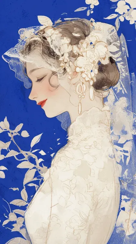 Cobalt Wedding Watercolor Portraits