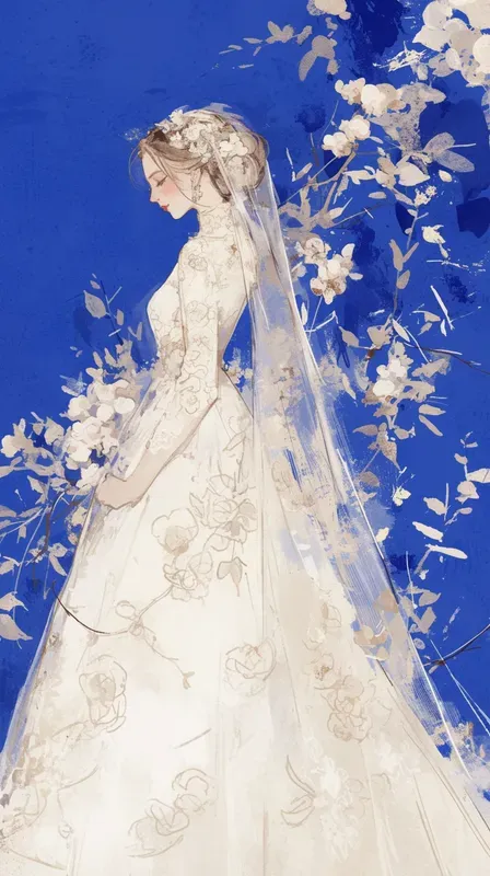 Cobalt Wedding Watercolor Portraits