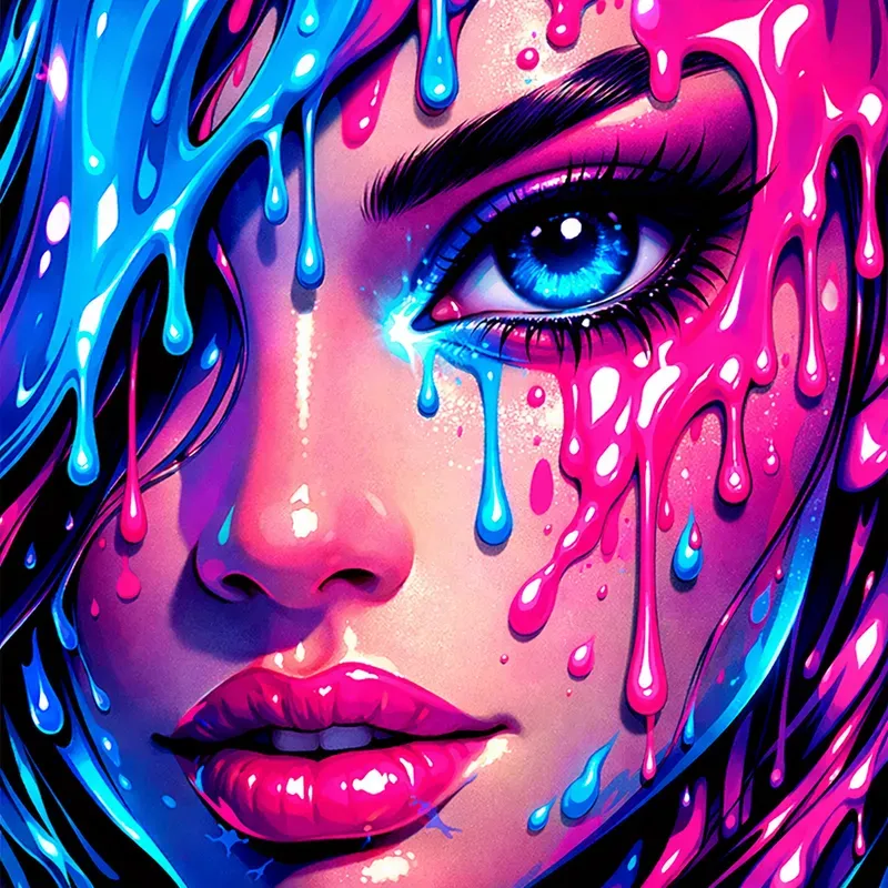 Vibrant Melted Pop Art Faces