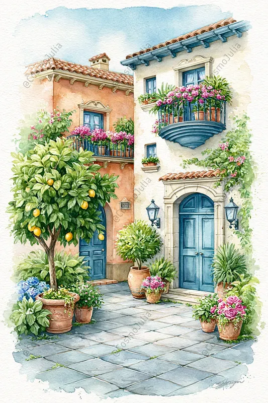 Whimsical Watercolor Travel Scenes