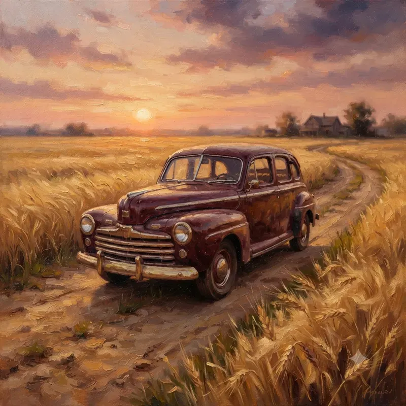 Retro Automobile Oil Painting Collections
