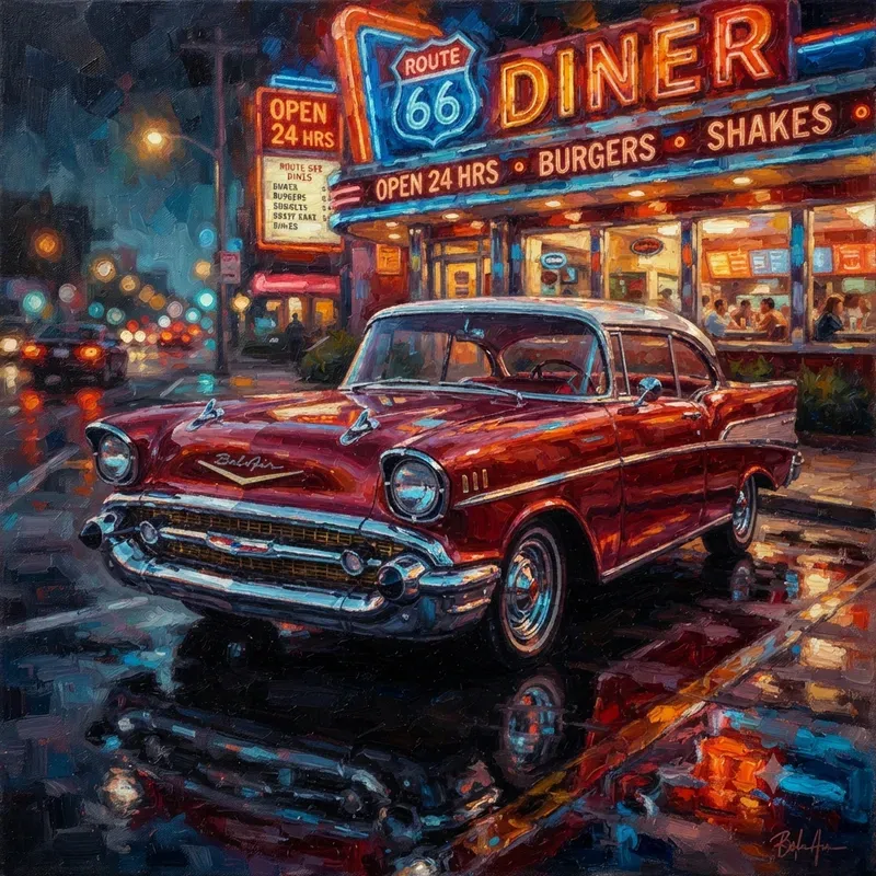 Retro Automobile Oil Painting Collections