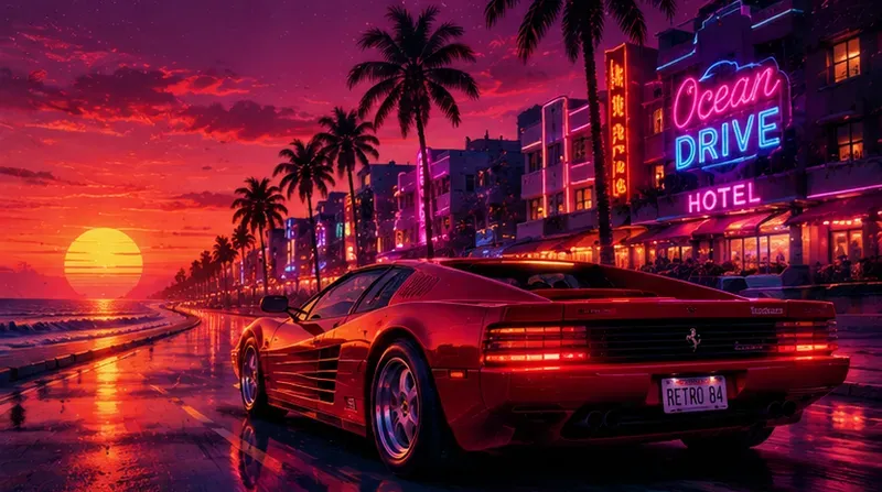 Retrowave Outrun Scene Generator