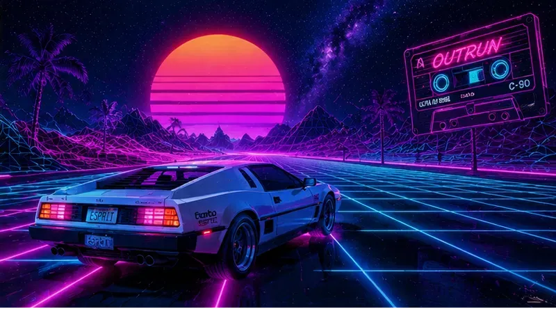 Retrowave Outrun Scene Generator