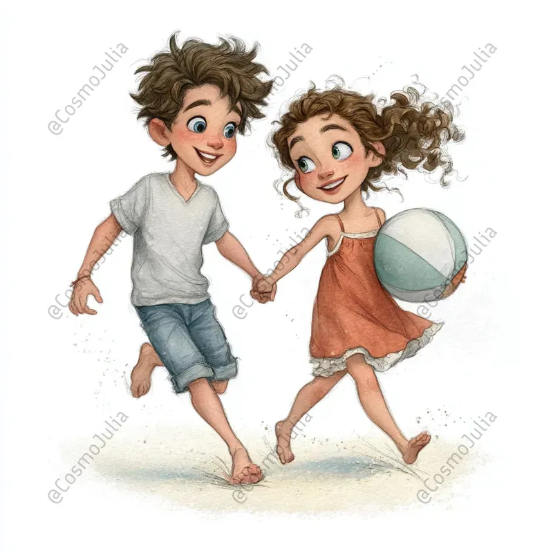 Summer Kids Watercolor Clipart