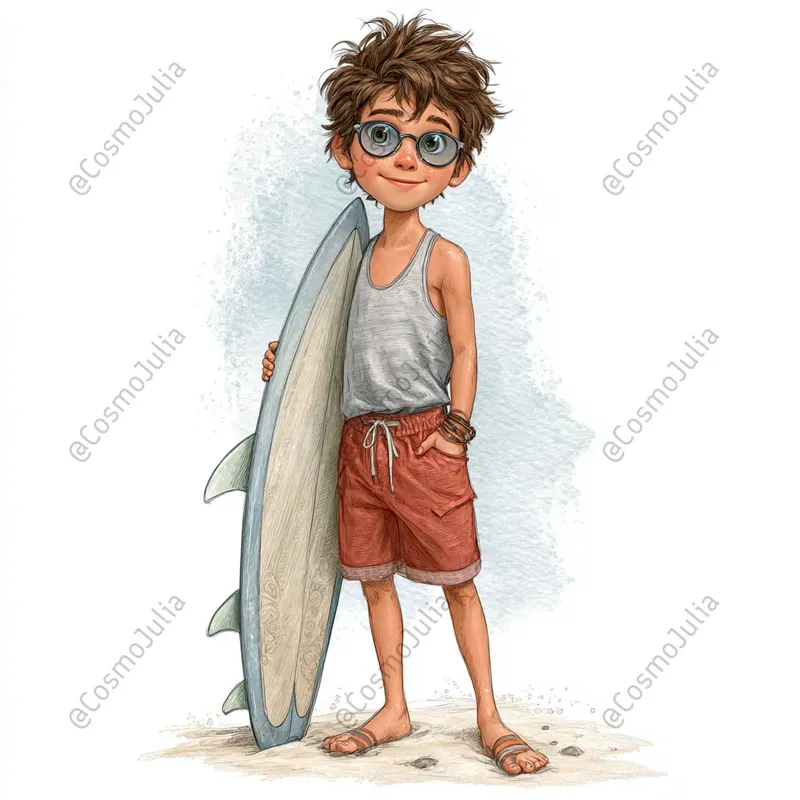 Summer Kids Watercolor Clipart