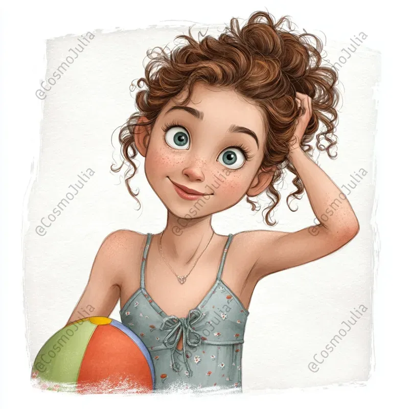 Summer Kids Watercolor Clipart