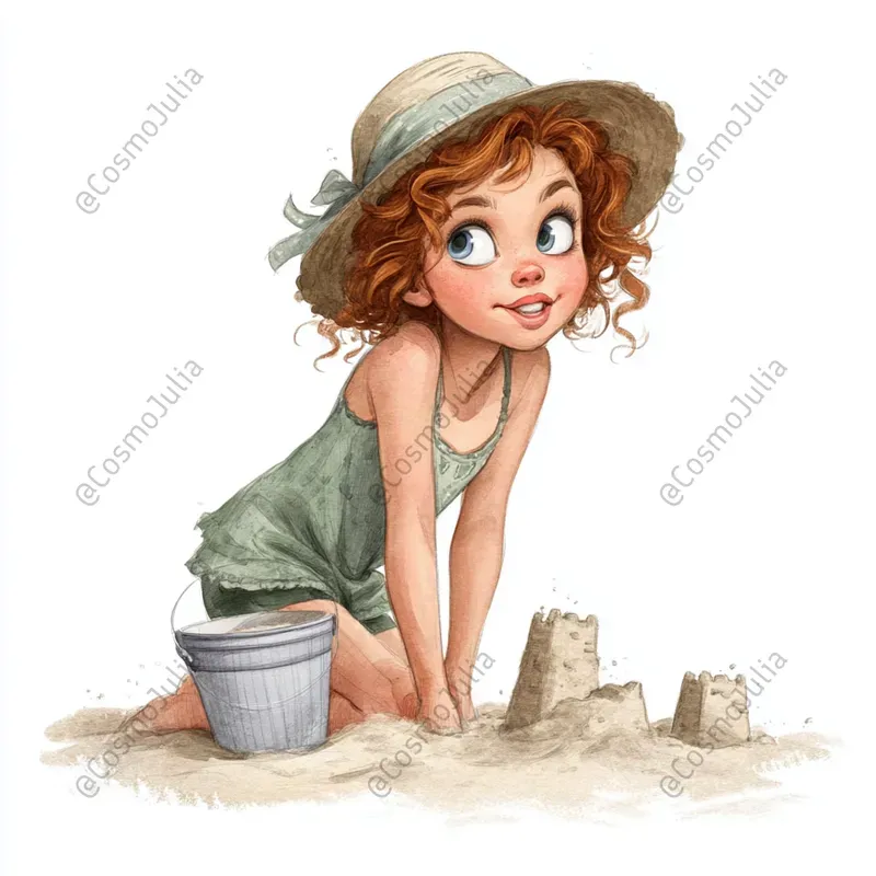 Summer Kids Watercolor Clipart