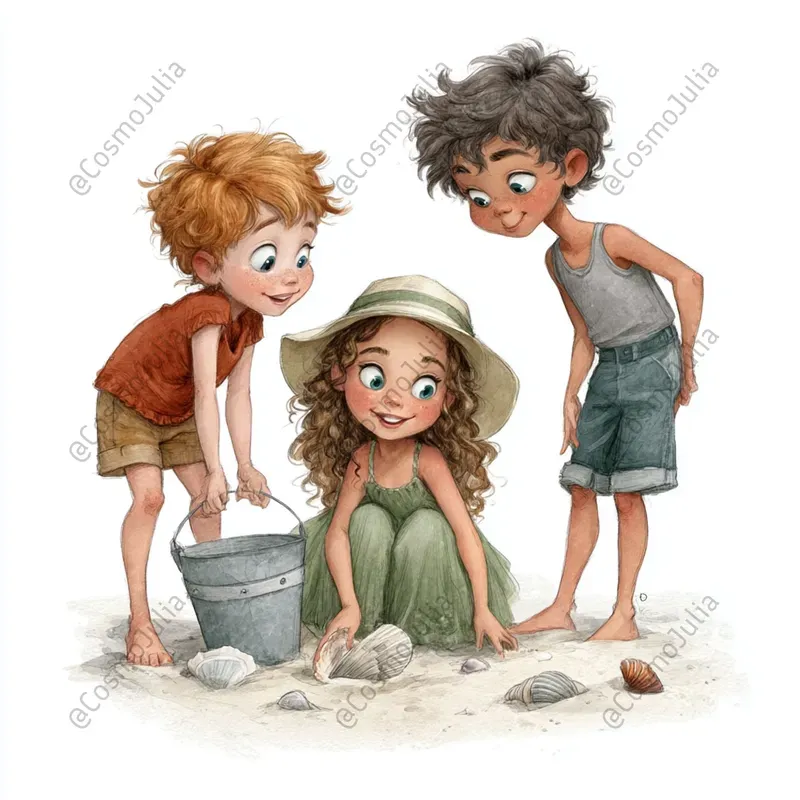 Summer Kids Watercolor Clipart