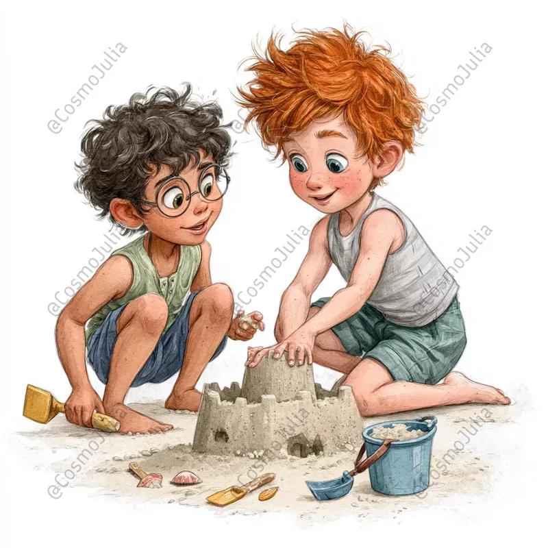 Summer Kids Watercolor Clipart