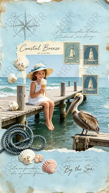 Vintage Coastal Junk Journal Art