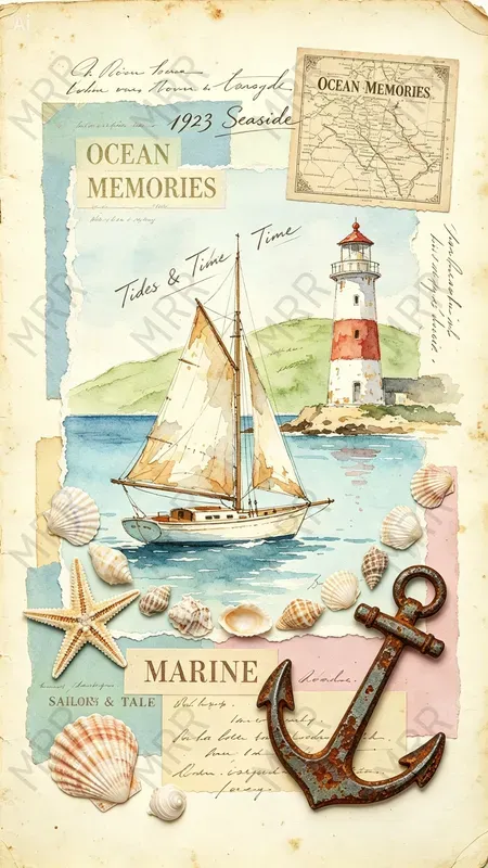 Vintage Coastal Junk Journal Art