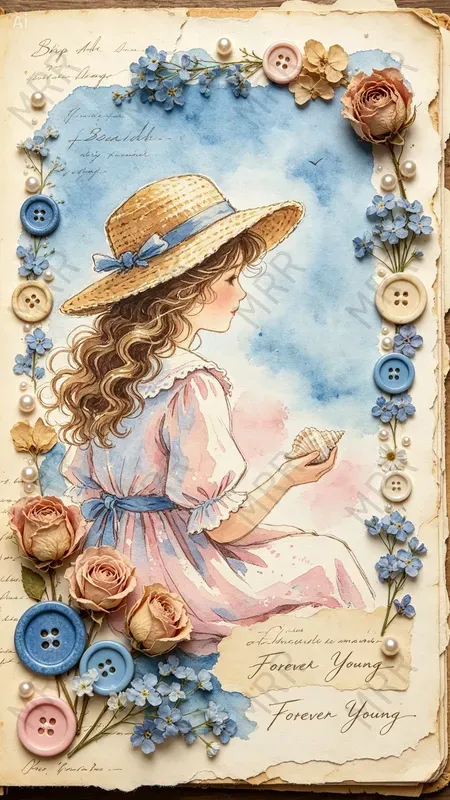 Vintage Coastal Junk Journal Art