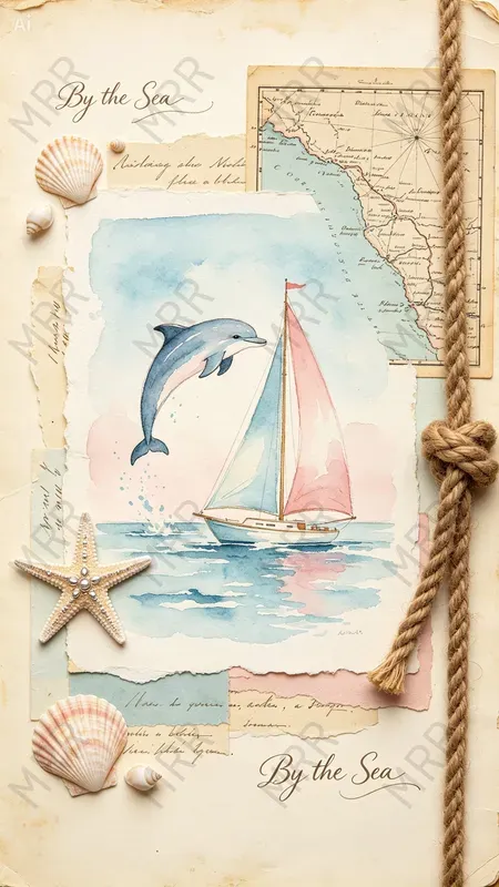 Vintage Coastal Junk Journal Art