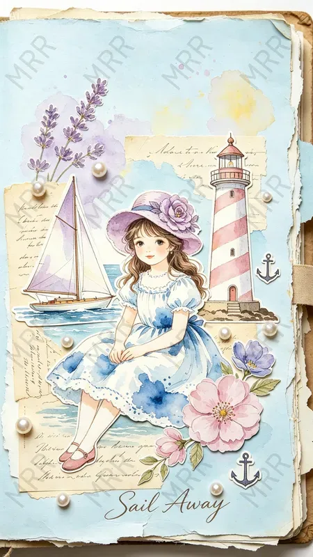 Vintage Coastal Junk Journal Art