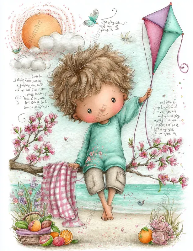 Summer Design Ephemera Collage Clipart