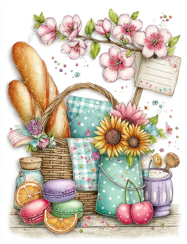 Summer Design Ephemera Collage Clipart