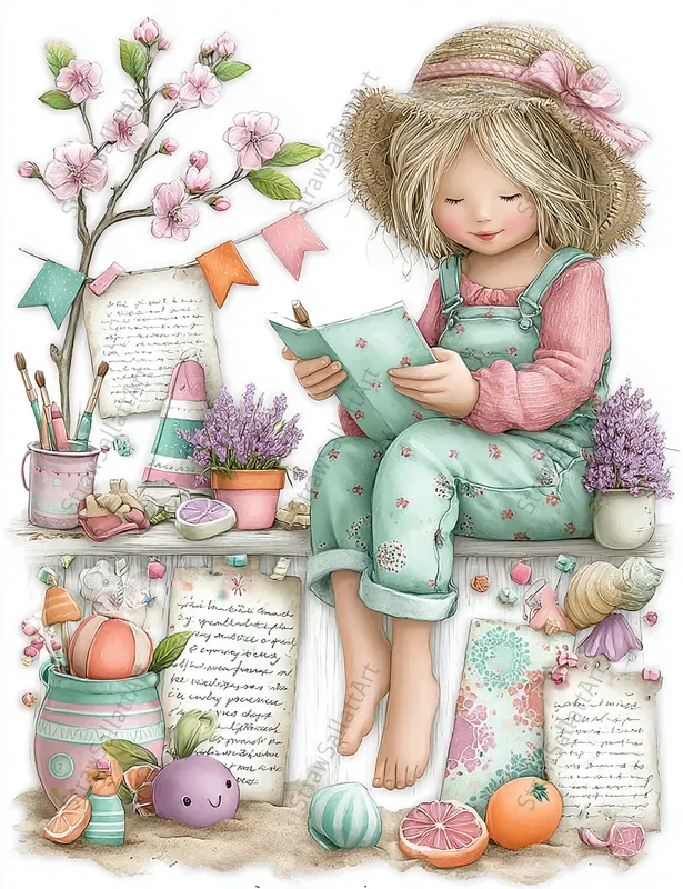 Summer Design Ephemera Collage Clipart