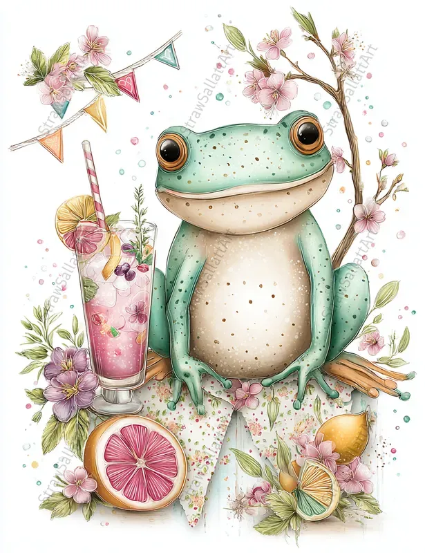 Summer Design Ephemera Collage Clipart