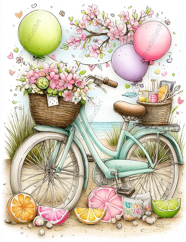 Summer Design Ephemera Collage Clipart