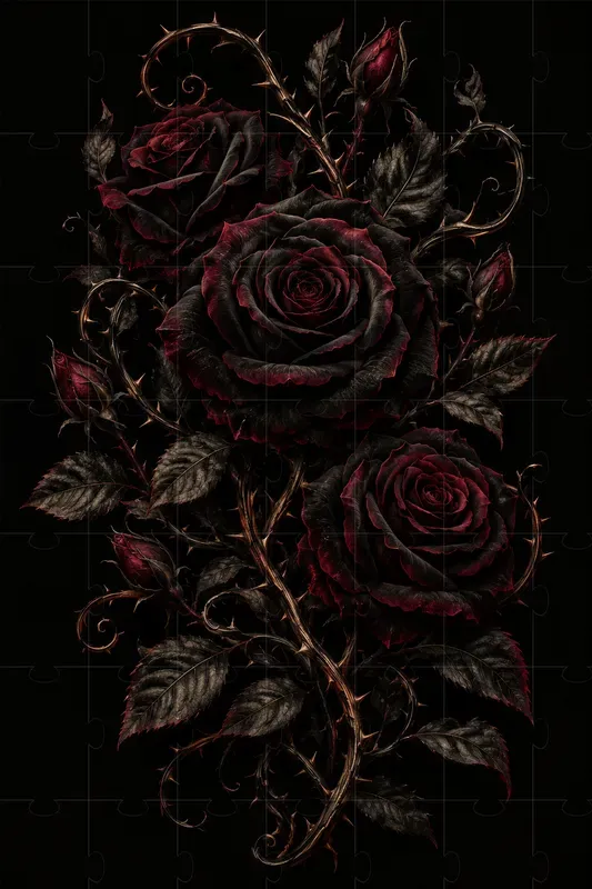 Gothic Dark Floral Wall Art